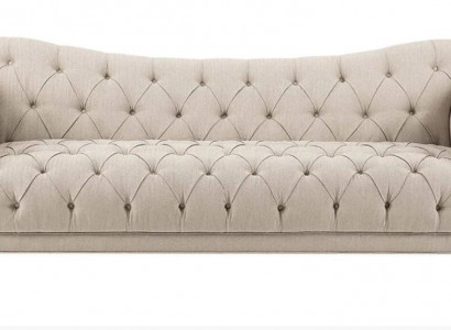 Béžová pohovka s knoflíky Chesterfield Sofa čalouněná sedací souprava Pohovky Luxusní Nové